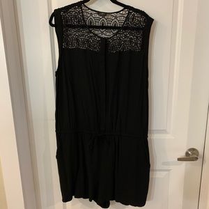 Loft Black Sleeveless Romper w/ Lace Detail